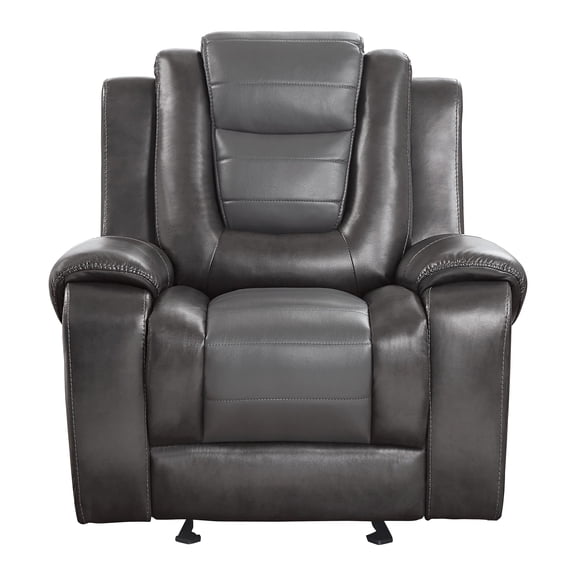 OakvillePark Springer Faux Leather Upholstered Glider Reclining Chair, Light Gray/Dark Gray