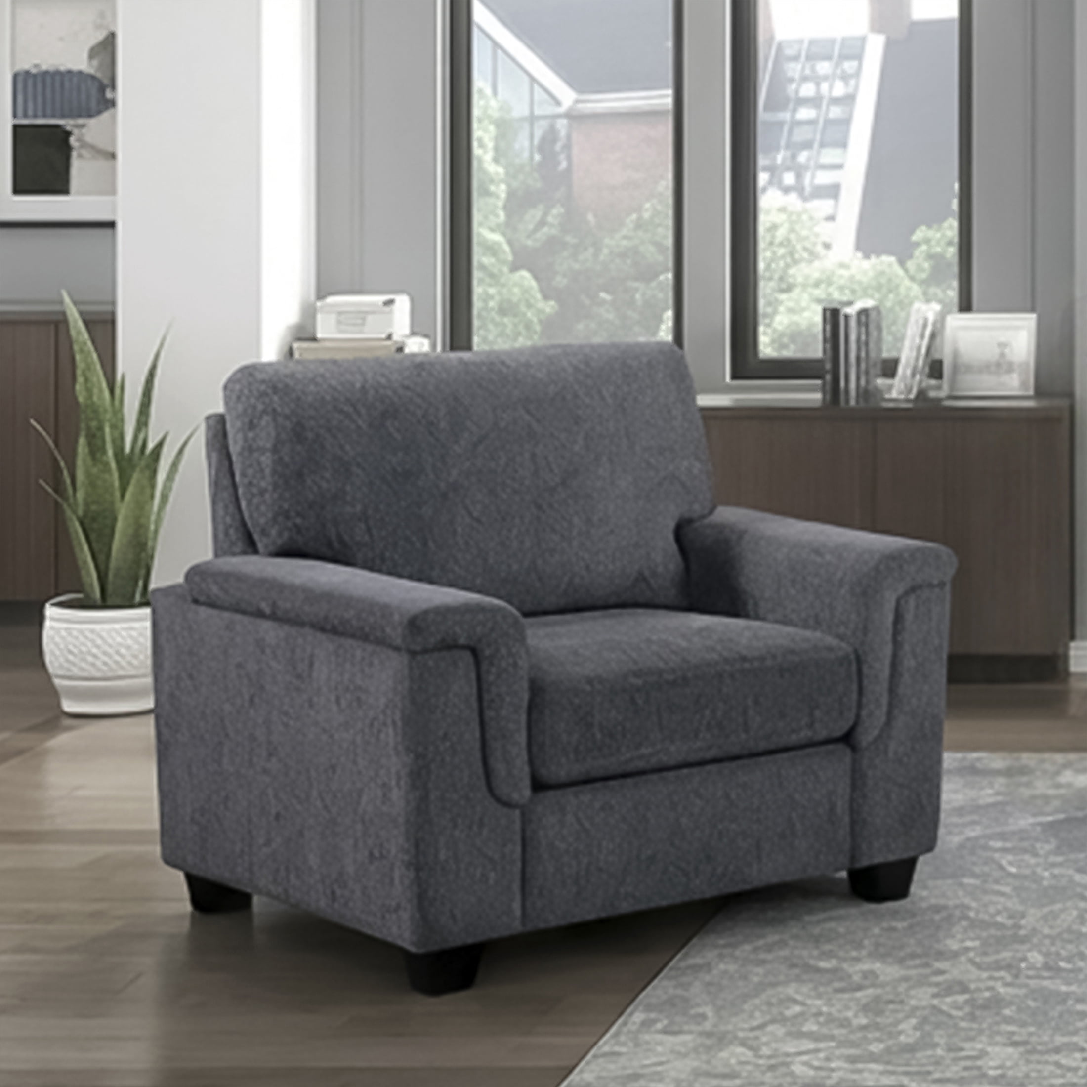 OakvillePark Sylvanora Chenille Arm Chair, Dark Gray