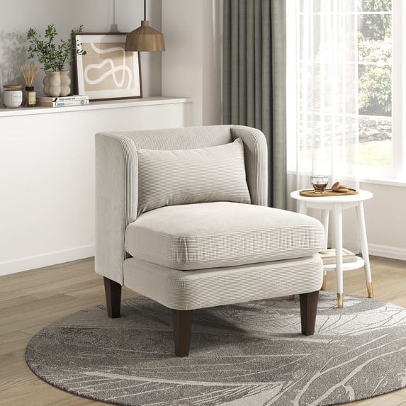 OakvillePark Terncliffe Corduroy Accent Chair with Pillow, Taupe