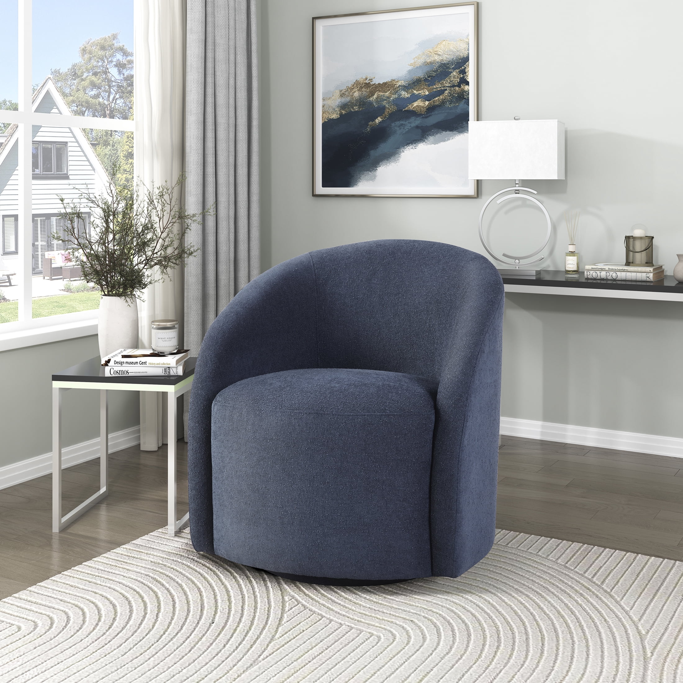 OakvillePark Thistlemere Boucle Swivel Chair, Blue
