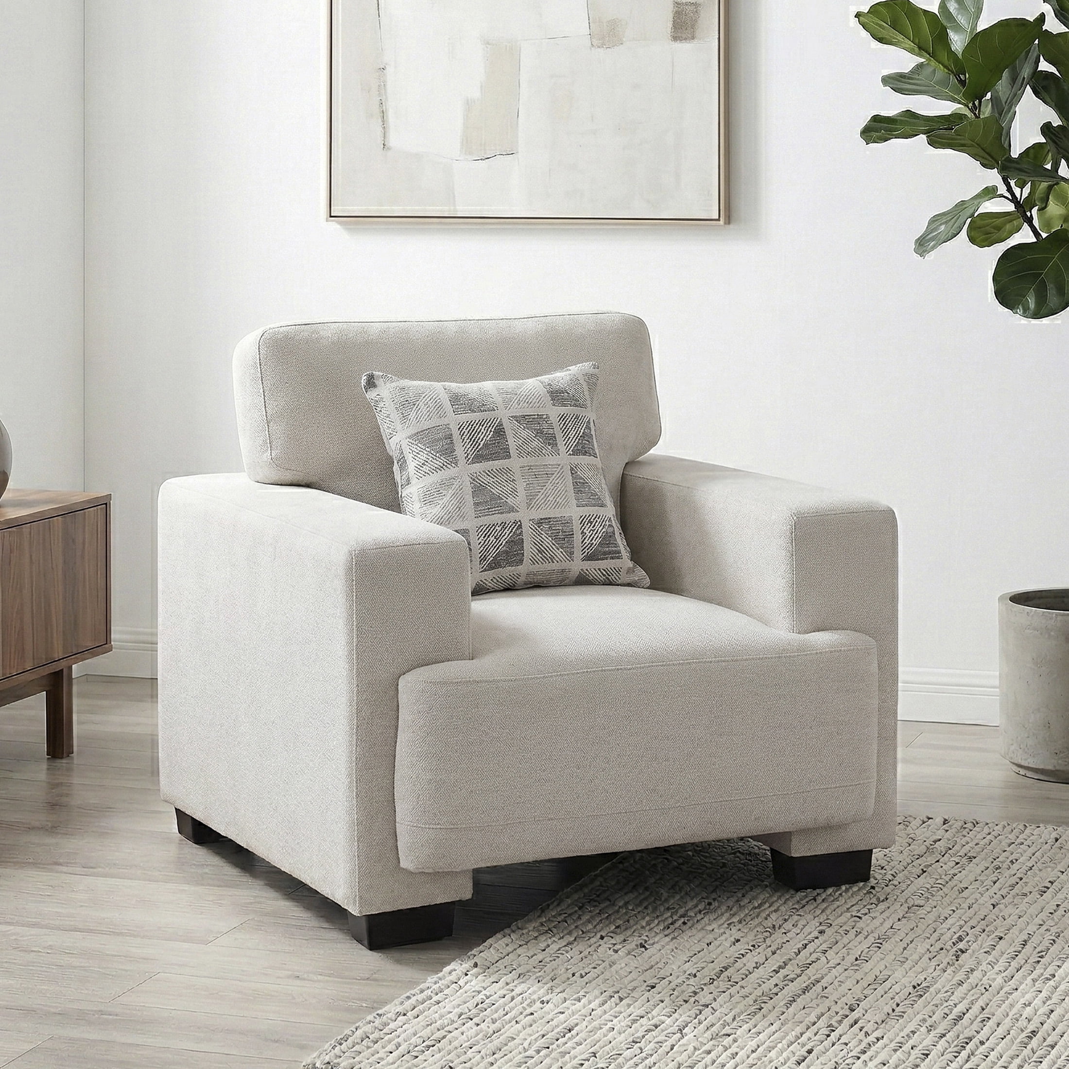 OakvillePark Tivaro Chenille Chair with 1 Pillow, Beige