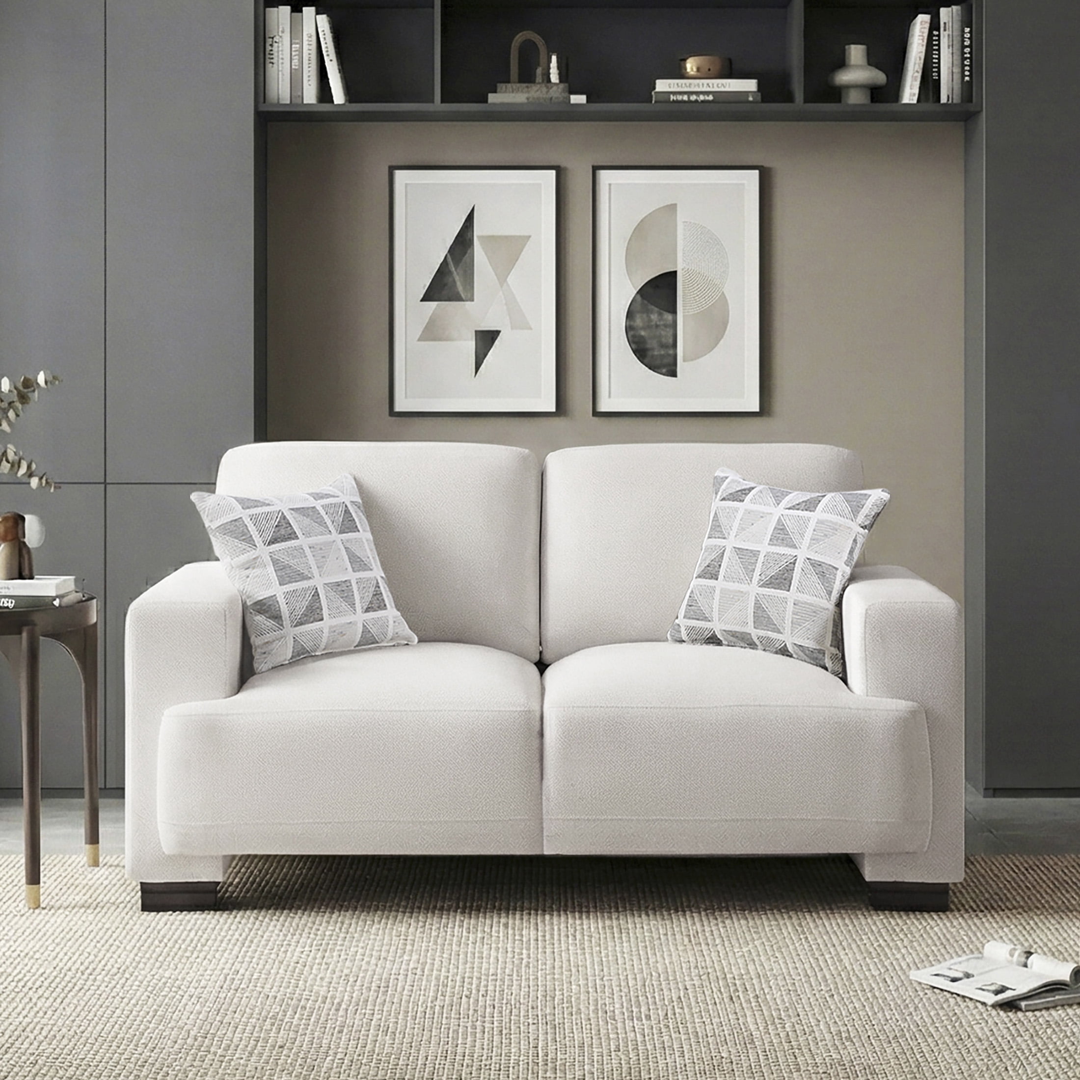 OakvillePark Tivaro Chenille Love Seat with 2 Pillows, Beige