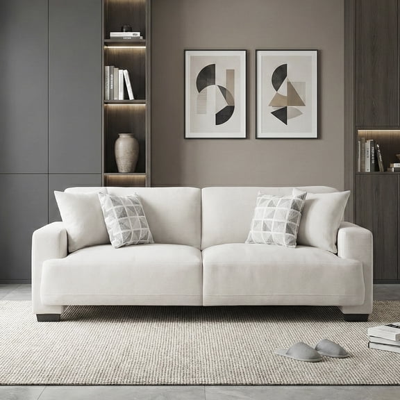 OakvillePark Tivaro Chenille Sofa with 2 Pillows, Beige