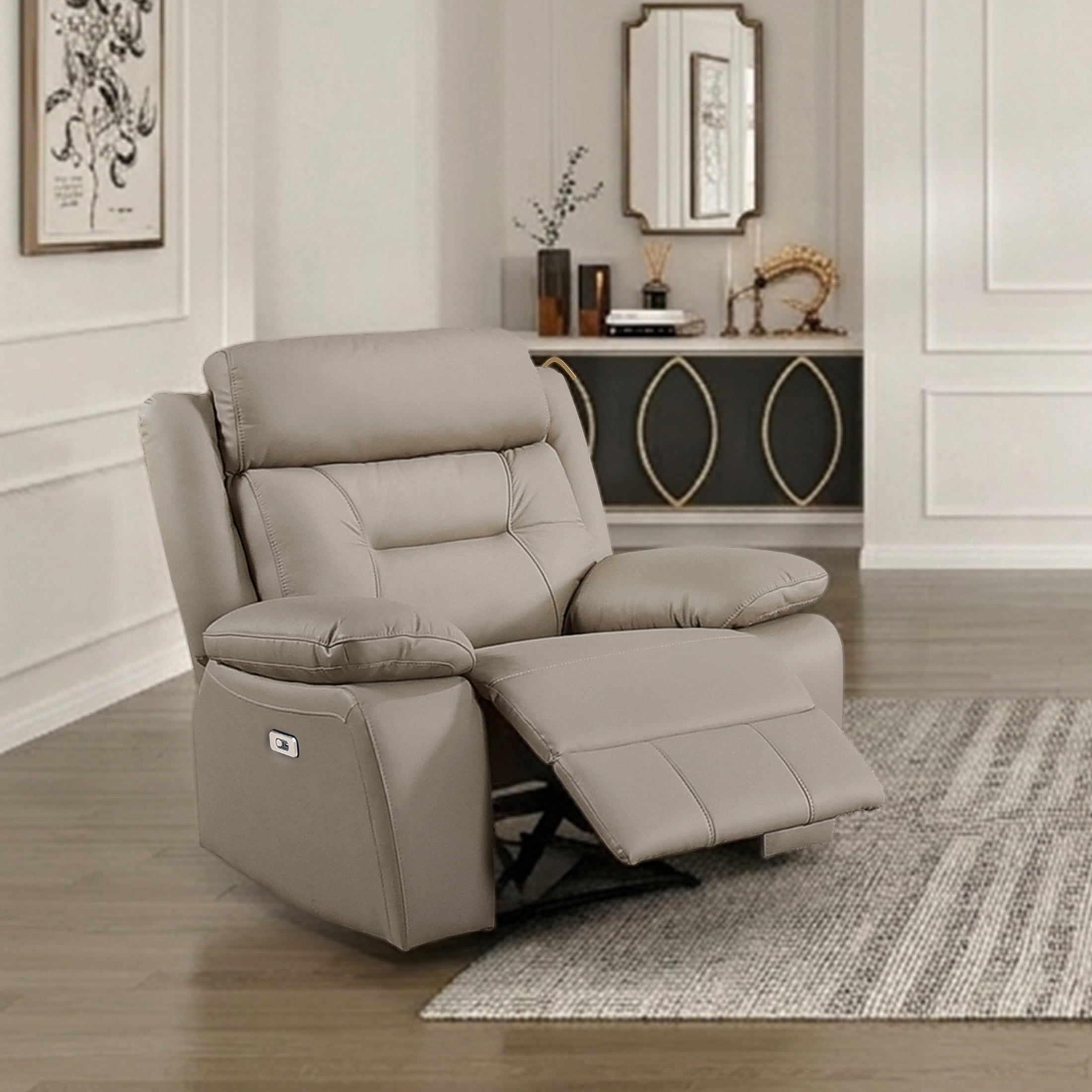 OakvillePark Trevellan Leather Power Reclining Chair, Latte