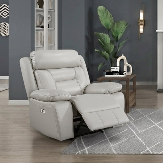 OakvillePark Trevellan Leather Power Reclining Chair, Silver