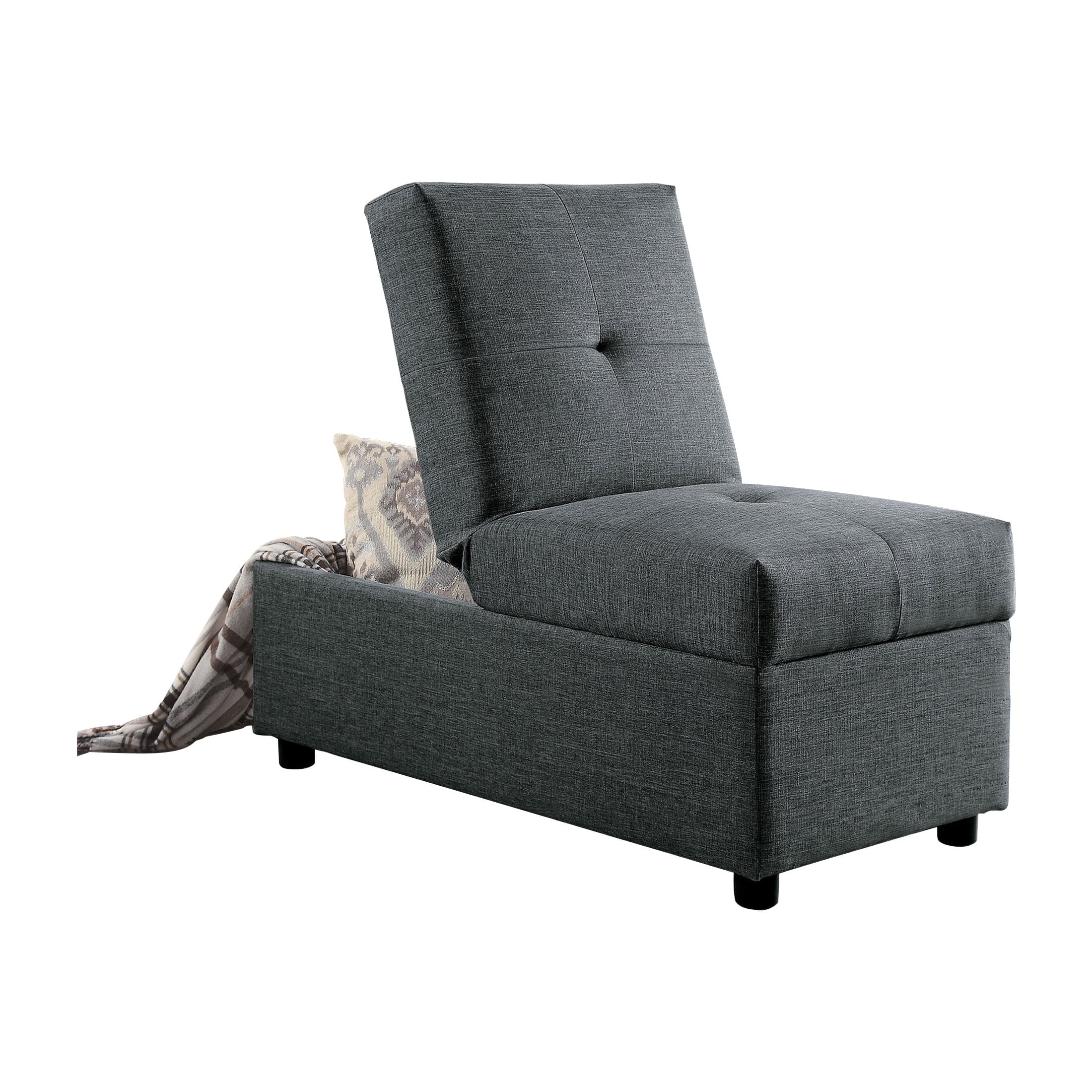 OakvillePark Turpin Fabric Upholstered Convertible Storage Ottoman Chair, Gray