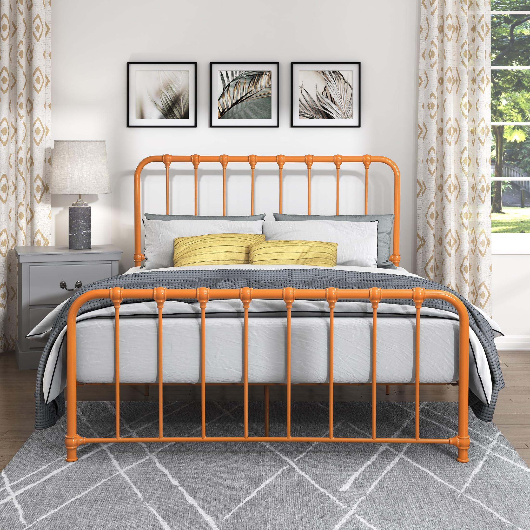OakvillePark Umatilla Metal Platform Bed, Full, Orange