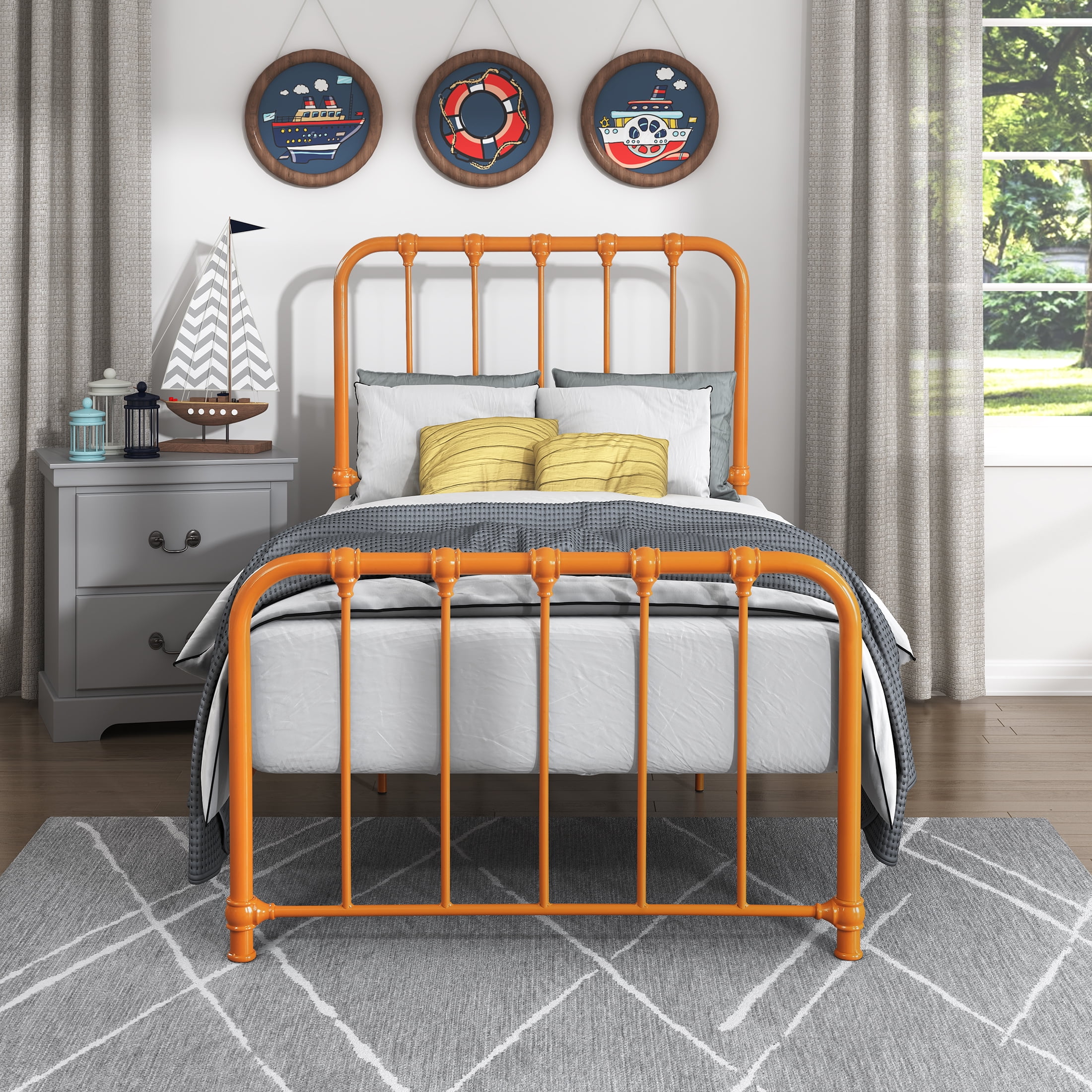 OakvillePark Umatilla Metal Platform Bed, Twin, Orange