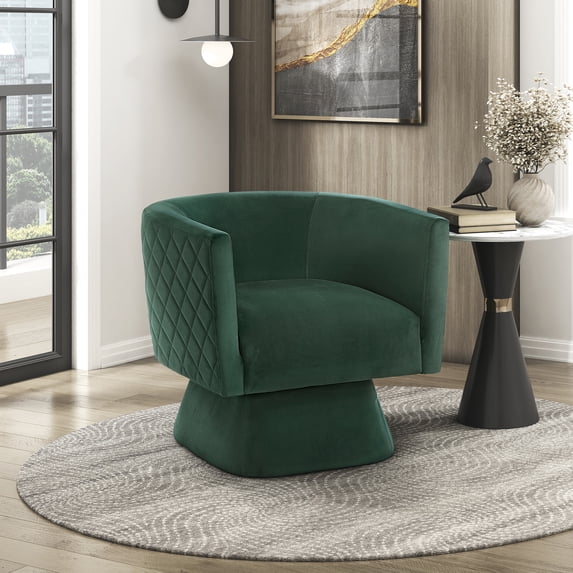 OakvillePark Valemont Velvet Swivel Barrel Chair, Green
