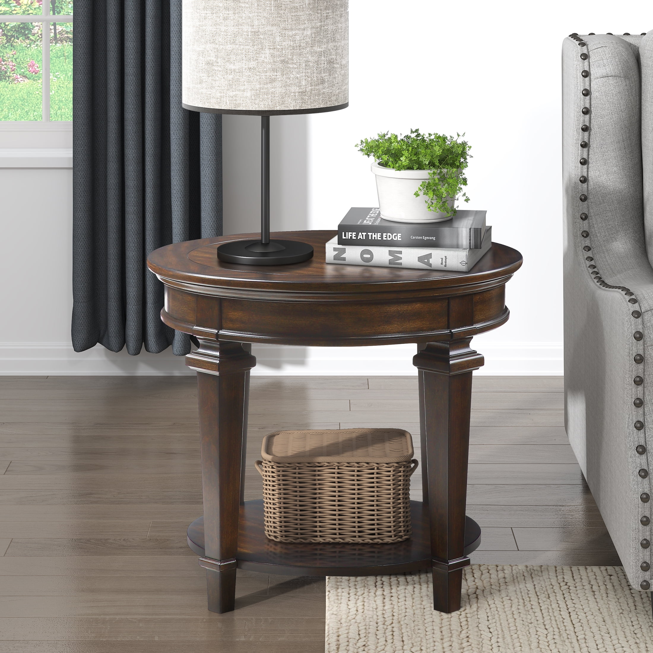 Free Shipping! OakvillePark Valpico Round Wooden End Table with Shelf, Espresso Classic Design ...