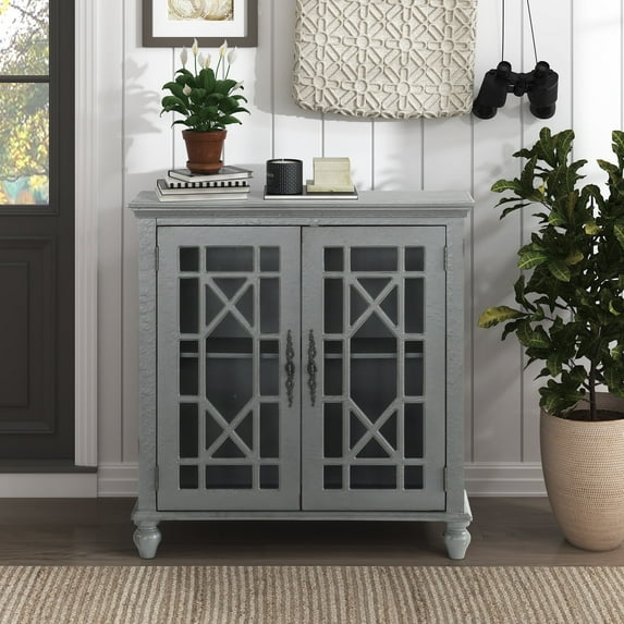 OakvillePark Van Horn Wood Storage Accent Cabinet, Gray