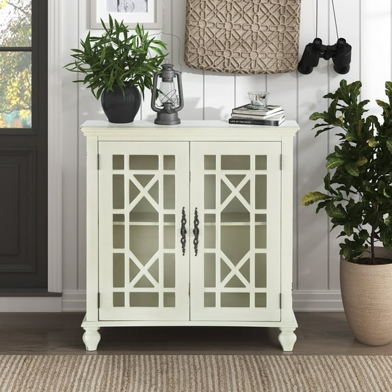 OakvillePark Van Horn Wood Storage Accent Cabinet, White