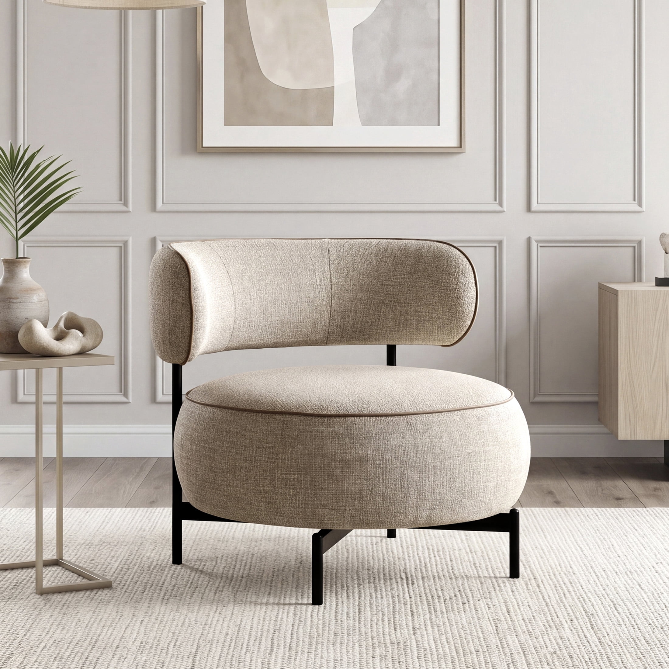 OakvillePark Varn Contemporary Chenille Swivel Chair, Brown