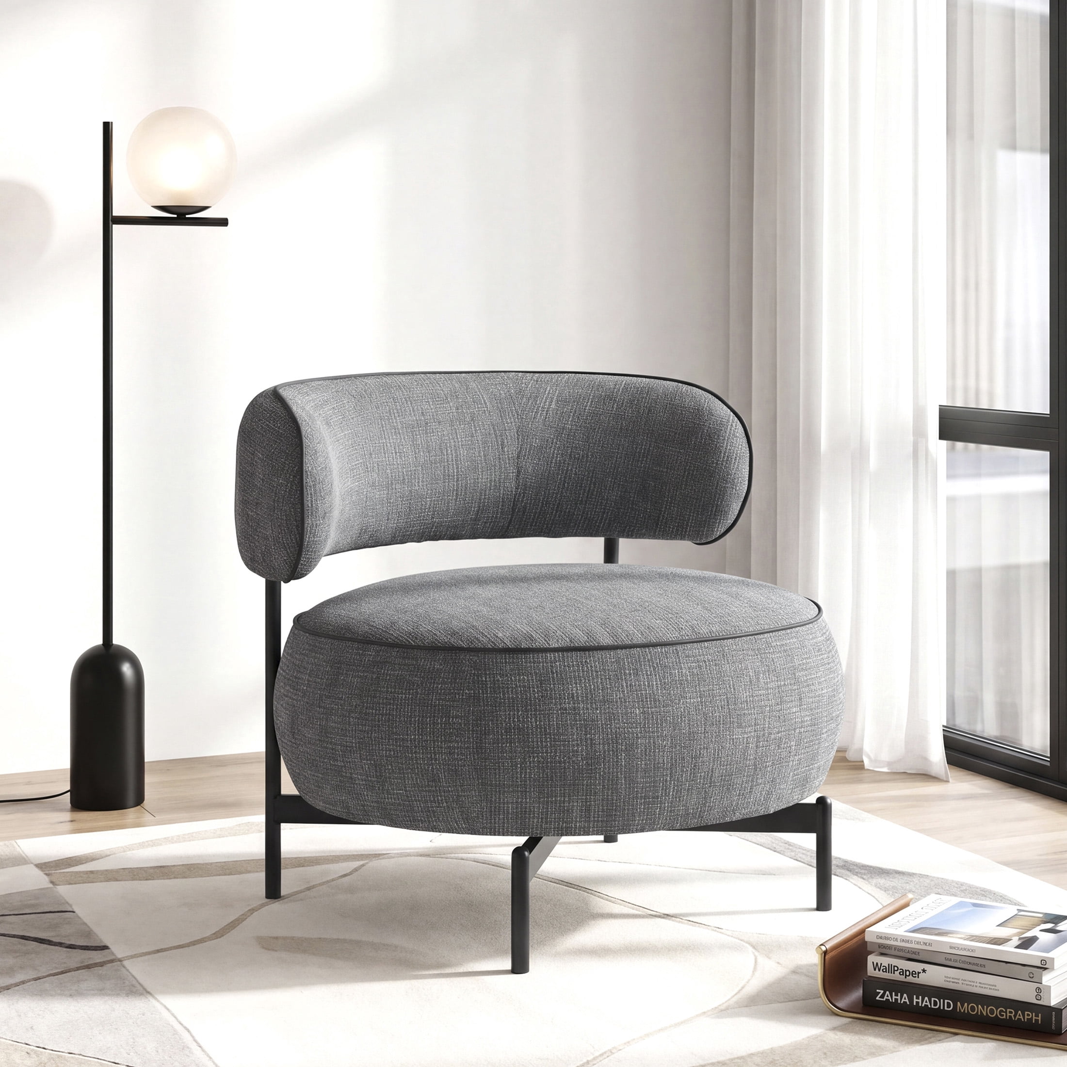 OakvillePark Varn Contemporary Chenille Swivel Chair, Gray