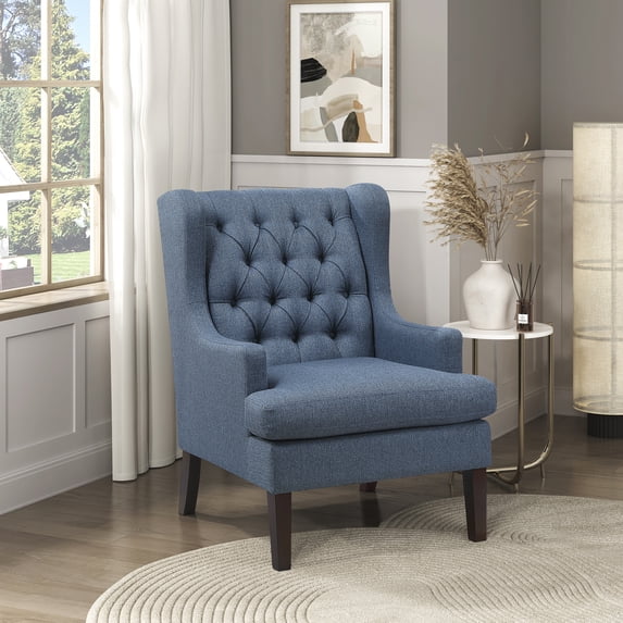 OakvillePark Velloria Textured Fabric Tufted Back Accent Chair, Blue