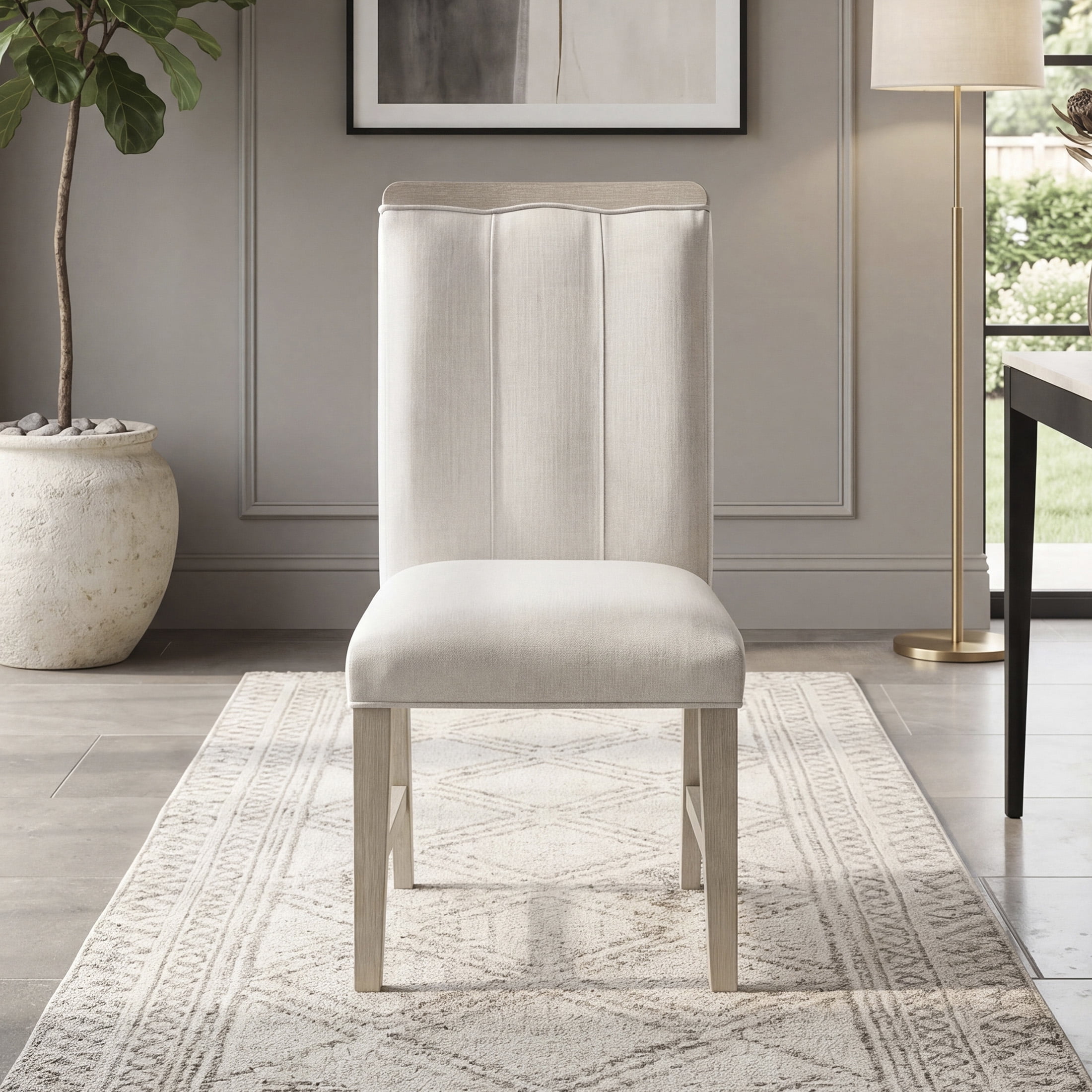 OakvillePark Vellum Modern Textured Fabric Dining Chairs, Beige (Set of 2)