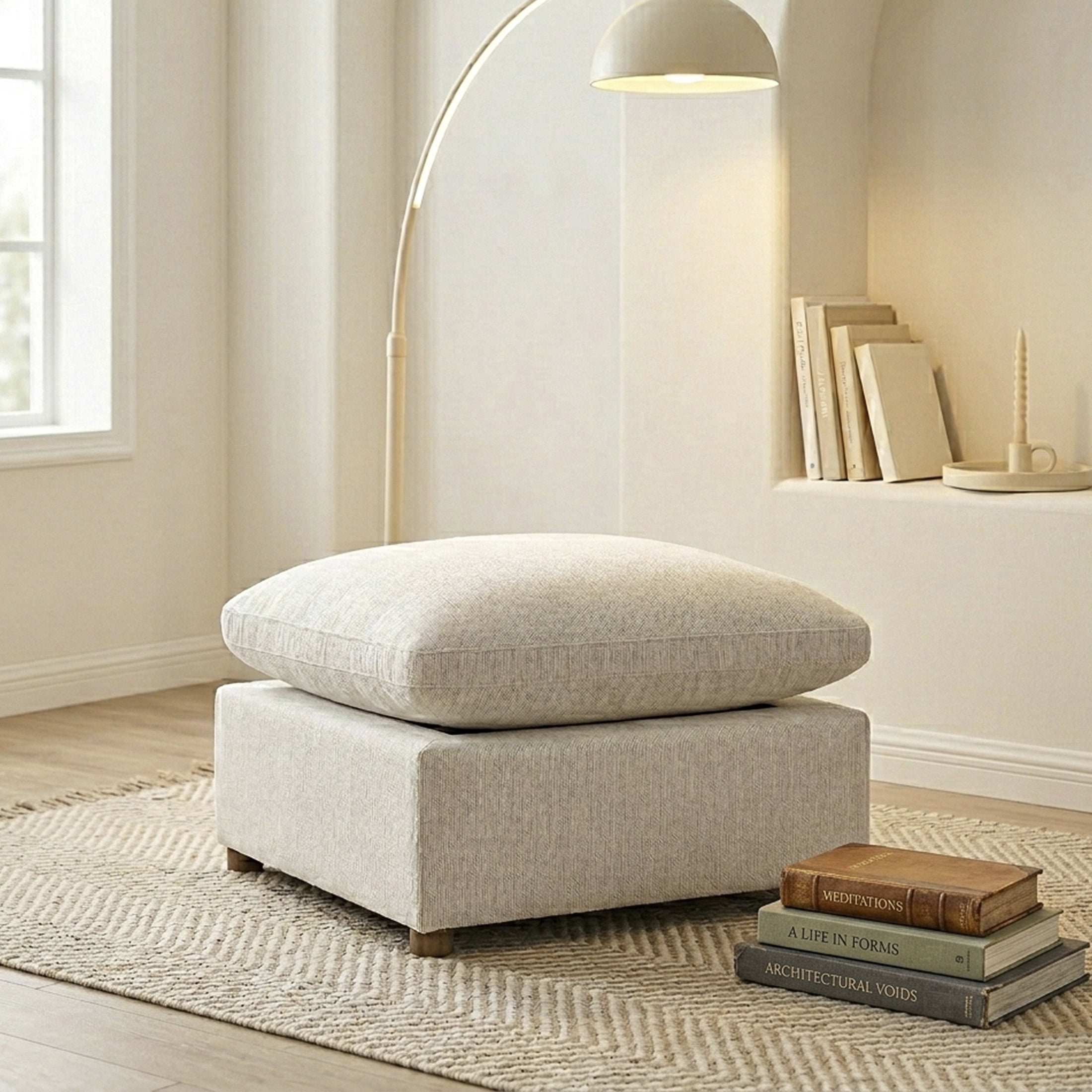 OakvillePark Velmont Chenille Ottoman, Beige