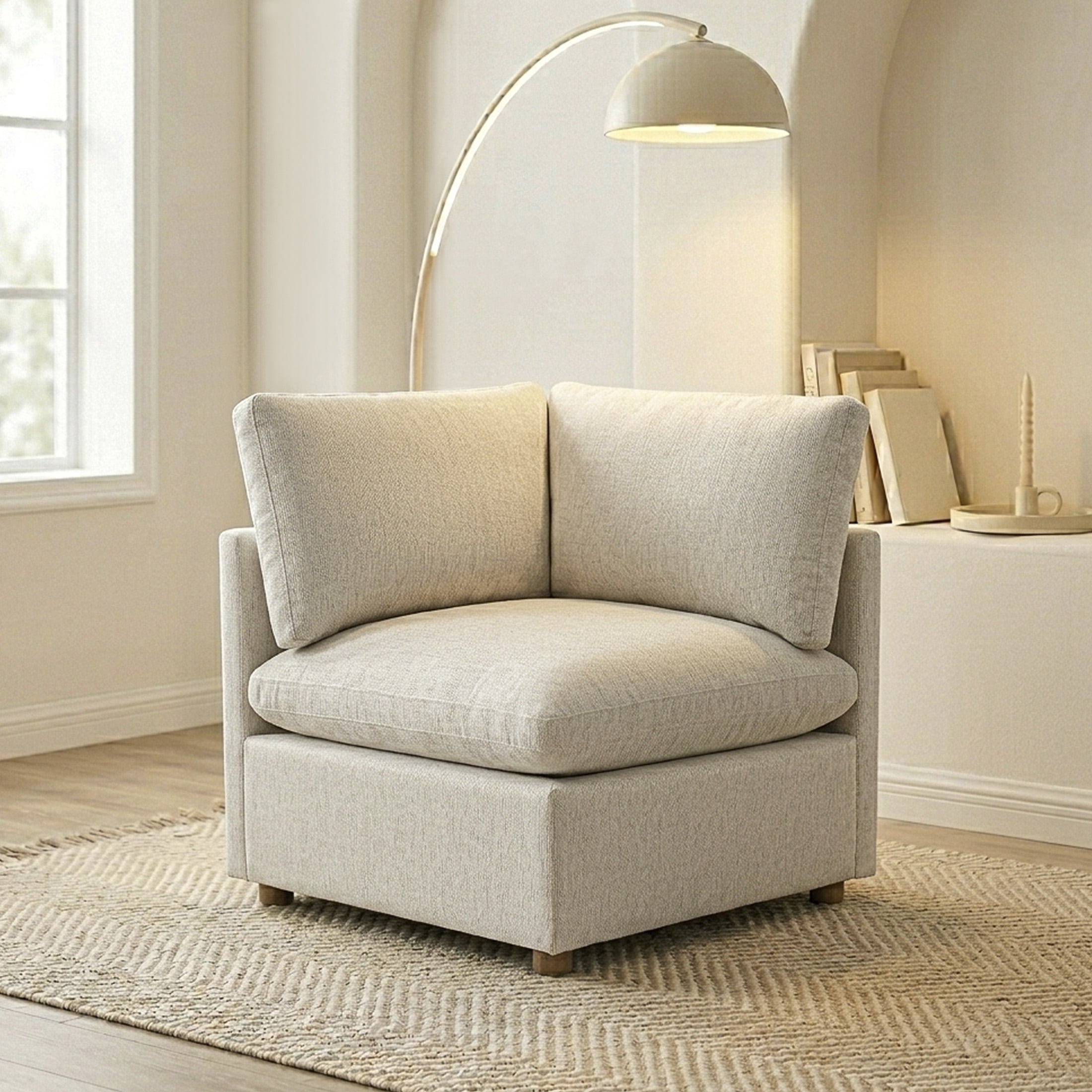 OakvillePark Velmont Sectional Sofa Modular Unit, Chenille Corner Seat, Beige