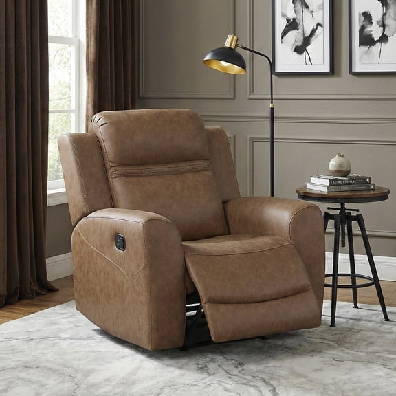 OakvillePark Vensley Microfiber Manual Reclining Chair, Brown