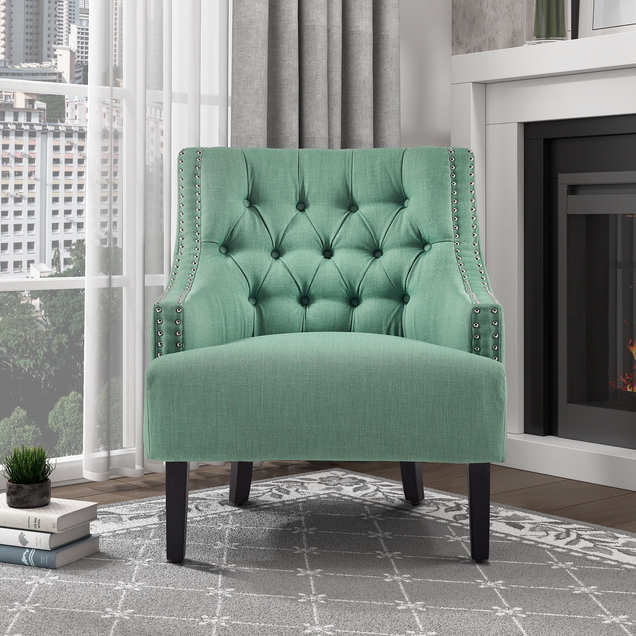 Teal green accent chair discount