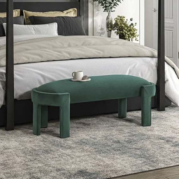 OakvillePark Veywood Velvet Bench, Green