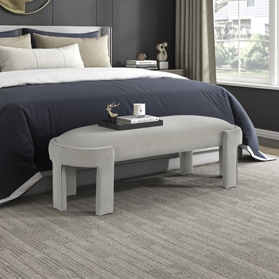OakvillePark Veywood Velvet Bench, Taupe