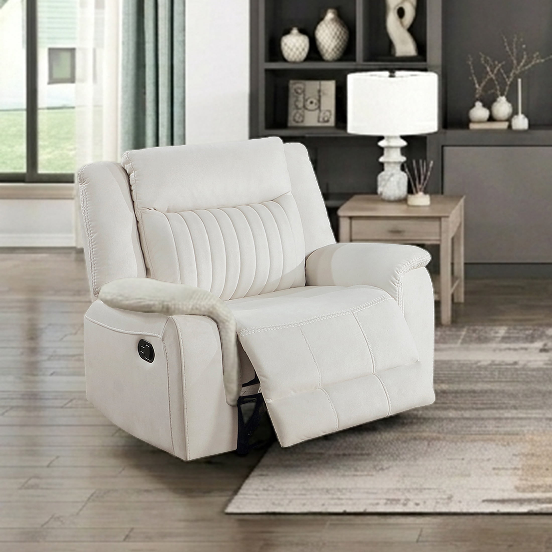 OakvillePark Virelle Microfiber Manual Reclining Chair, Beige