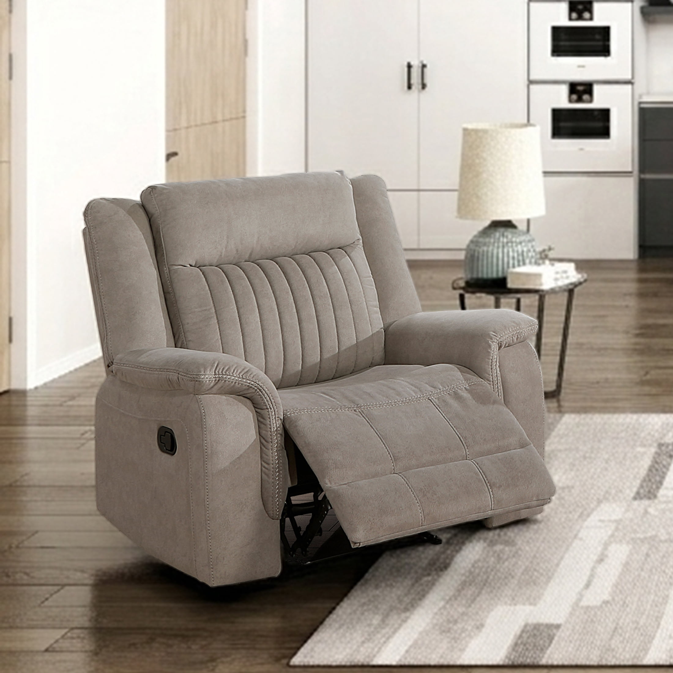 OakvillePark Virelle Microfiber Manual Reclining Chair, Dove