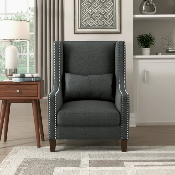 OakvillePark Vye Fabric Upholstered Accent Chair, Dark Gray
