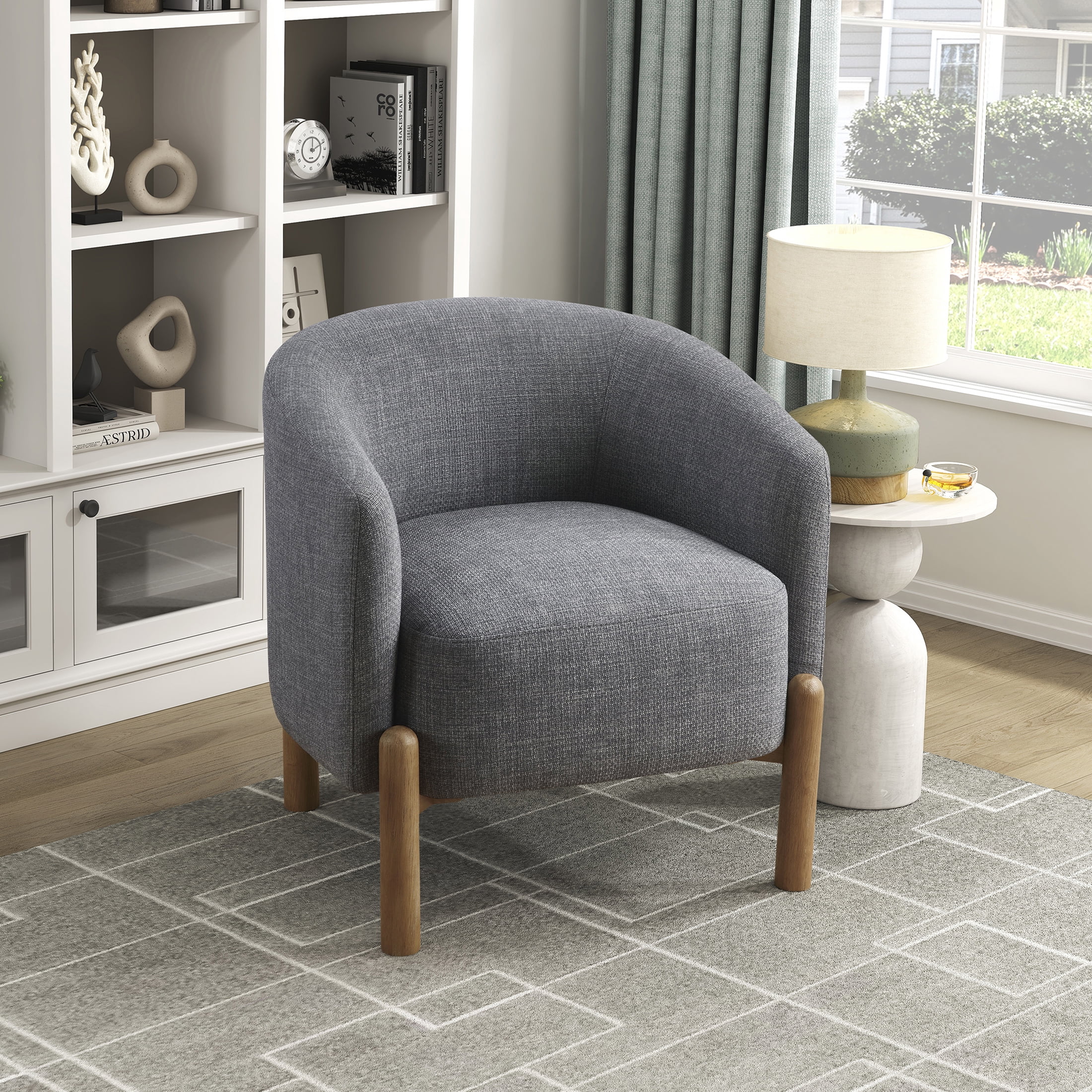OakvillePark Westbright Textured Fabric Barrel Accent Chair, Gray