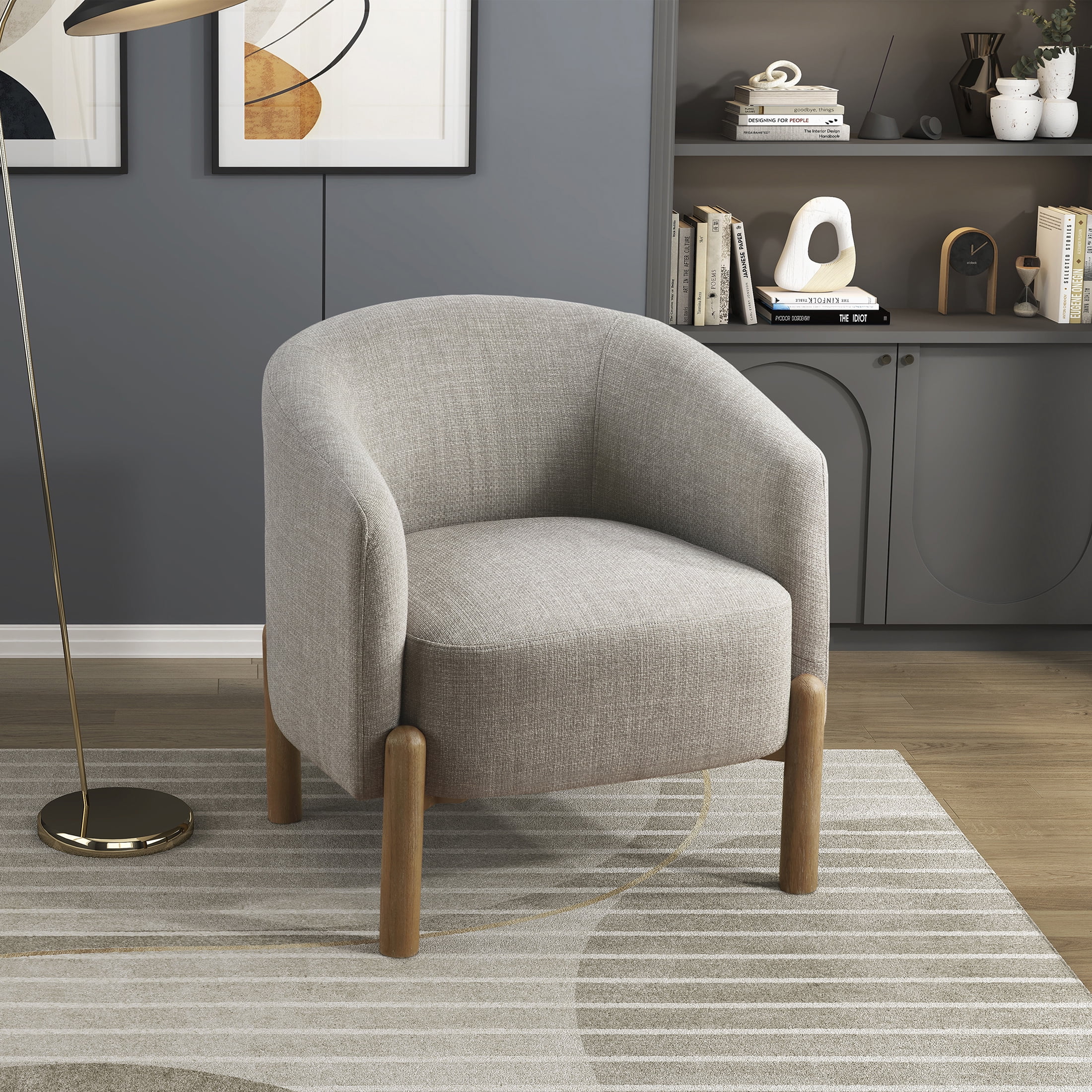 OakvillePark Westbright Textured Fabric Barrel Accent Chair, Taupe