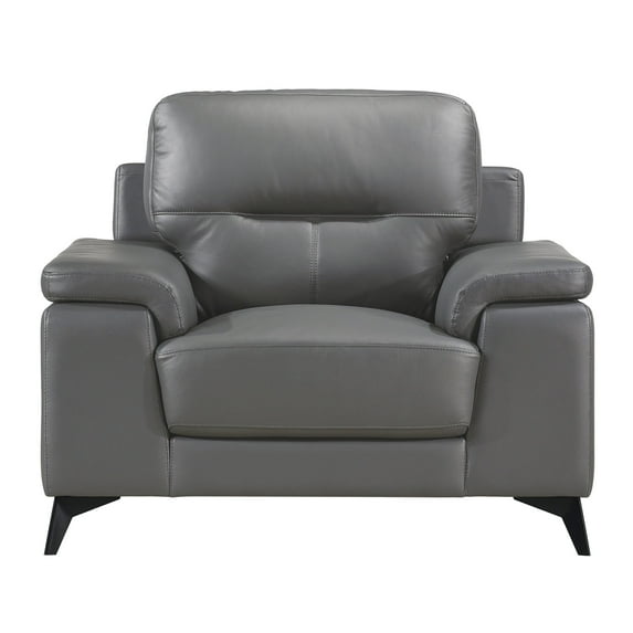 OakvillePark Whitby Leather Upholstered Living Room Chair, Dark Gray