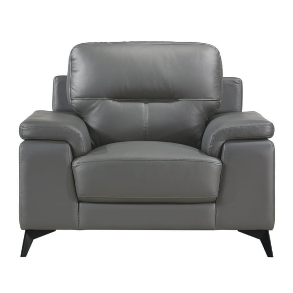 OakvillePark Whitby Leather Upholstered Living Room Chair, Dark Gray