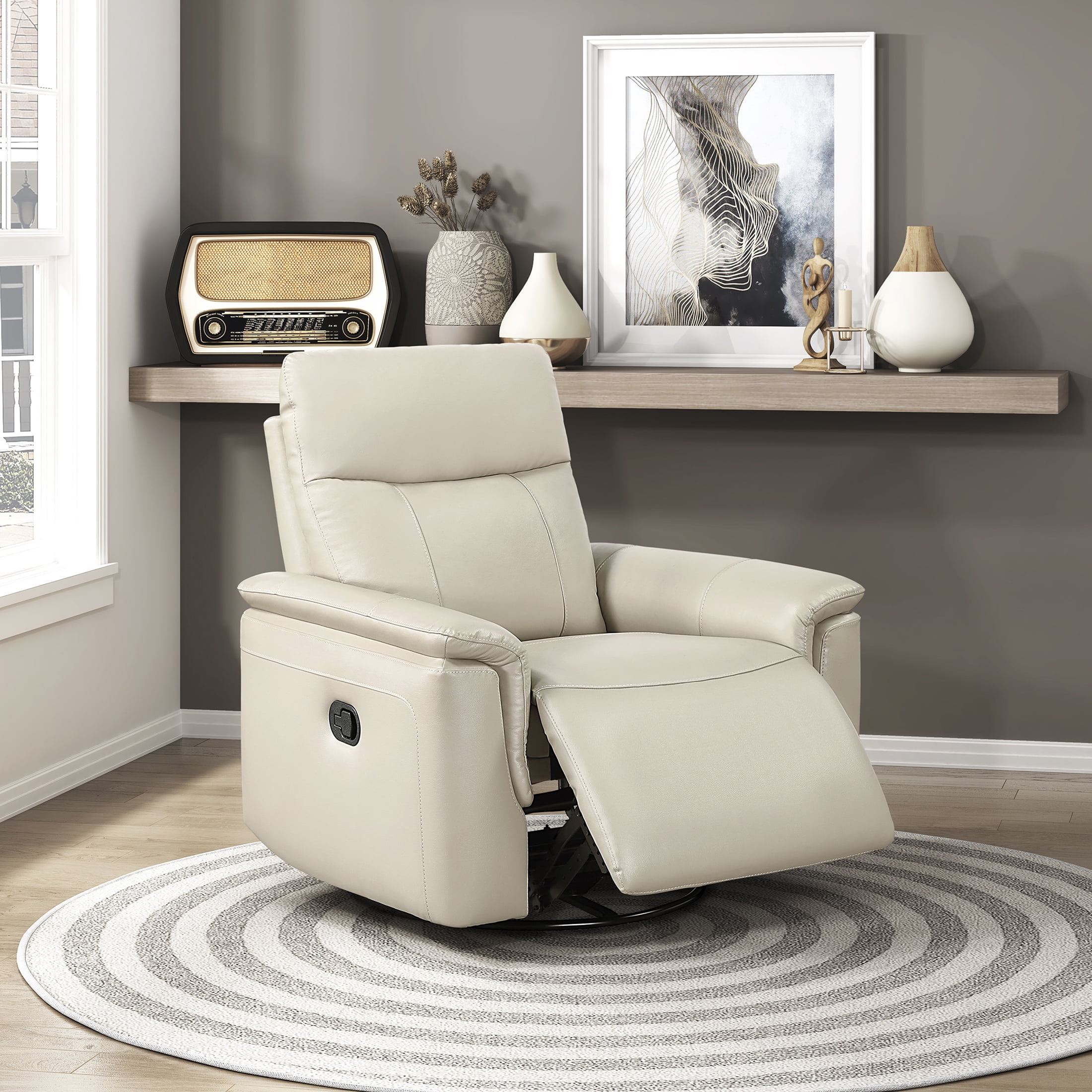 OakvillePark Wildfern Leather Match Swivel Glider Reclining Chair, Taupe
