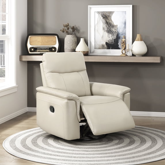 OakvillePark Wildfern Leather Match Swivel Glider Reclining Chair, Taupe