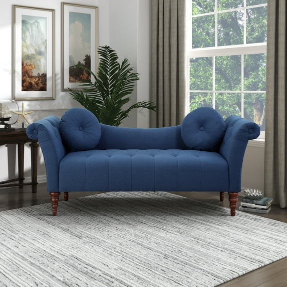 OakvillePark Wildwood Fabric Upholstered Settee Sofa, Blue