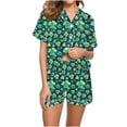 thumbnail image 1 of Oalirro 2 Pack Womens Floral Pajama Sets Short Sleeve Top with Shorts Soft Comfy Loungewear Sleepwear S-XXL St. Patrick's Day Print, 1 of 7