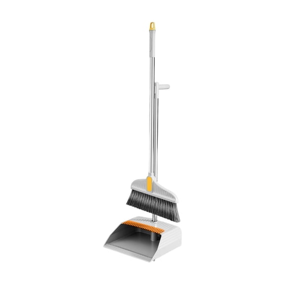 Oalirro 2-in-1 Brooms and Dustpan Set with Stainless Steel Handle, Space-Saving Standing Design for Home ,Office & Kitchen, 33-Inch Long Handle & 180° Rotatable Head