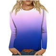thumbnail image 1 of Oalirro 3/4 Sleeve Tops for Women Crew Neck Gradient Casual Tops, 1 of 5
