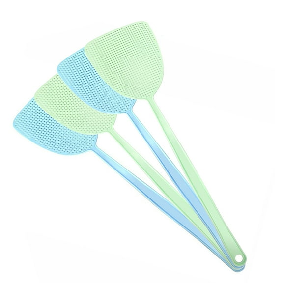Oalirro 4pcs Manual Fly Swatter with 17.5' Long Handle - Durable Plastic Fly Swatters for Kitchen & Home, Large Striking Area with Tight Mesh for Effective Fly Killing(4 Inch Wide)
