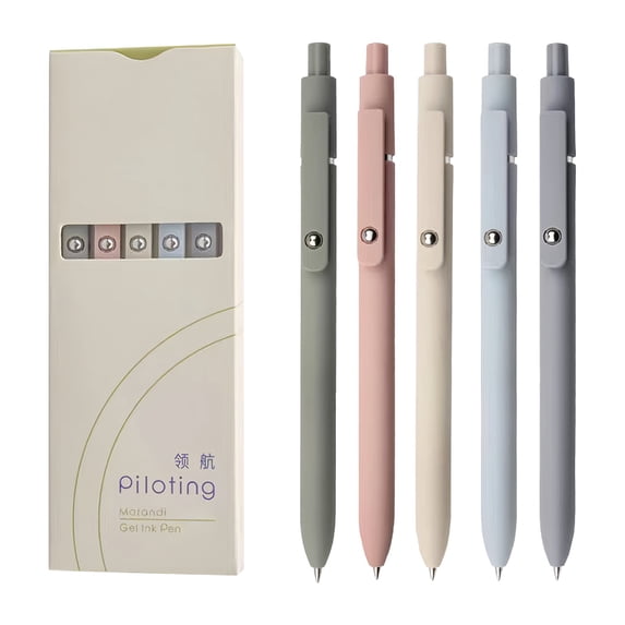 Oalirro 5PCS Rollerball Gel Pens Set - Smooth Writing Gel Pens with Roller Fidget Clip, Quick-Drying Ink & Refills - Vibrant Multicolor Pens - Includes 10ml Refill Cartridges (5.7 Inch)