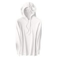 thumbnail image 1 of Oalirro Athletic Long Sleeve Tops for Women Solid Round Neck Tops for Women Drawstring Hooded Fall and Winter White Shirt, 1 of 9