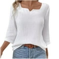 thumbnail image 1 of Oalirro Athletic Long Sleeve Tops for Women Solid Round Neck Tunic Tops for Women Loose Fit Dressy Long Sleeve Fall and Winter White Shirt, 1 of 7