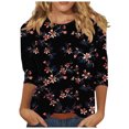 thumbnail image 1 of Oalirro Black Fashion Tops for Women Trendy Crew Neck Three-Quarter Sleeve Top S, 1 of 5