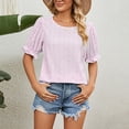 thumbnail image 1 of Oalirro Blouses & Button-Down Shirts Women Blouses and Tops Fashion Women's Round- Neck Broken Flower Short Sleeve Top Pink, 1 of 5