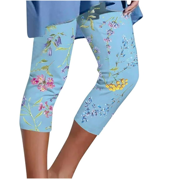 Oalirro Capris for Women Floral Print Casual Summer Light Weight Dressy Capris