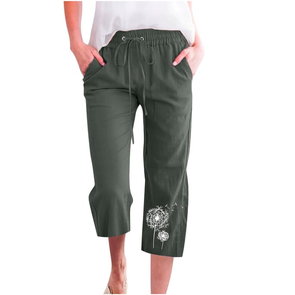 Oalirro Capris for Women Loose Fit with Pockets Casual Summer Floral Print