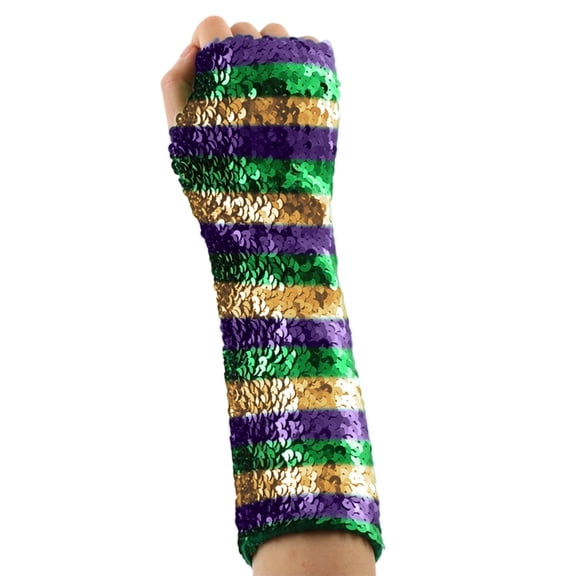 Oalirro Carnival Gloves for Women Fashion Sparkly Sequins Long Fingerless Elastic Glitter Rave Party Wear Gloves for Women Ideal for Stage Shows and Parties