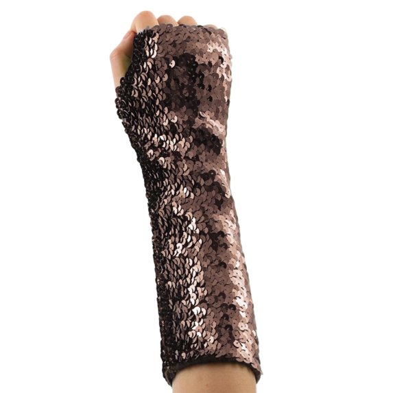Oalirro Carnival Gloves for Women Fashion Sparkly Sequins Long Fingerless Elastic Glitter Rave Party Wear Gloves for Women