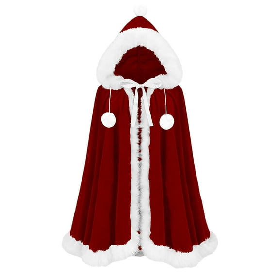 Oalirro Christmas Halloween Cape for Everyone Solid Color Hooded Cloak Santa Xmas Velvet Hooded Cape Robe for Party